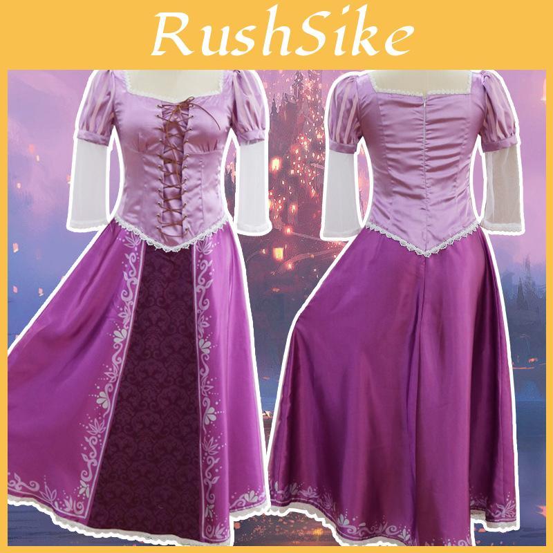 Cadılar Bayramı Partileri İçin Zarif Yetişkin Masal Prensesi Tangled Rapunzel Cosplay Kostümü