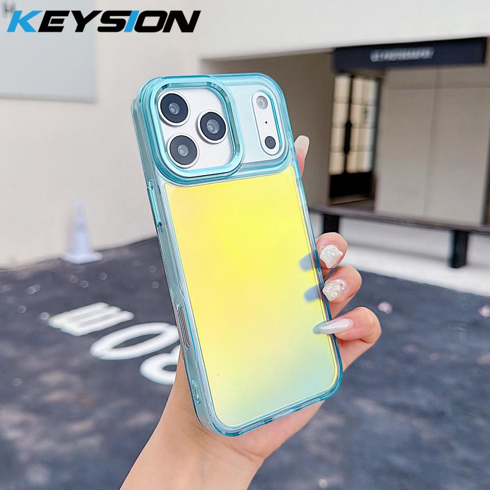 KEYSION Fashion Laser Gradient Colorful Phone Case for iPhone 17 Pro Max Soft TPU+PC Shockproof Back Cover for iPhone 17 Pro