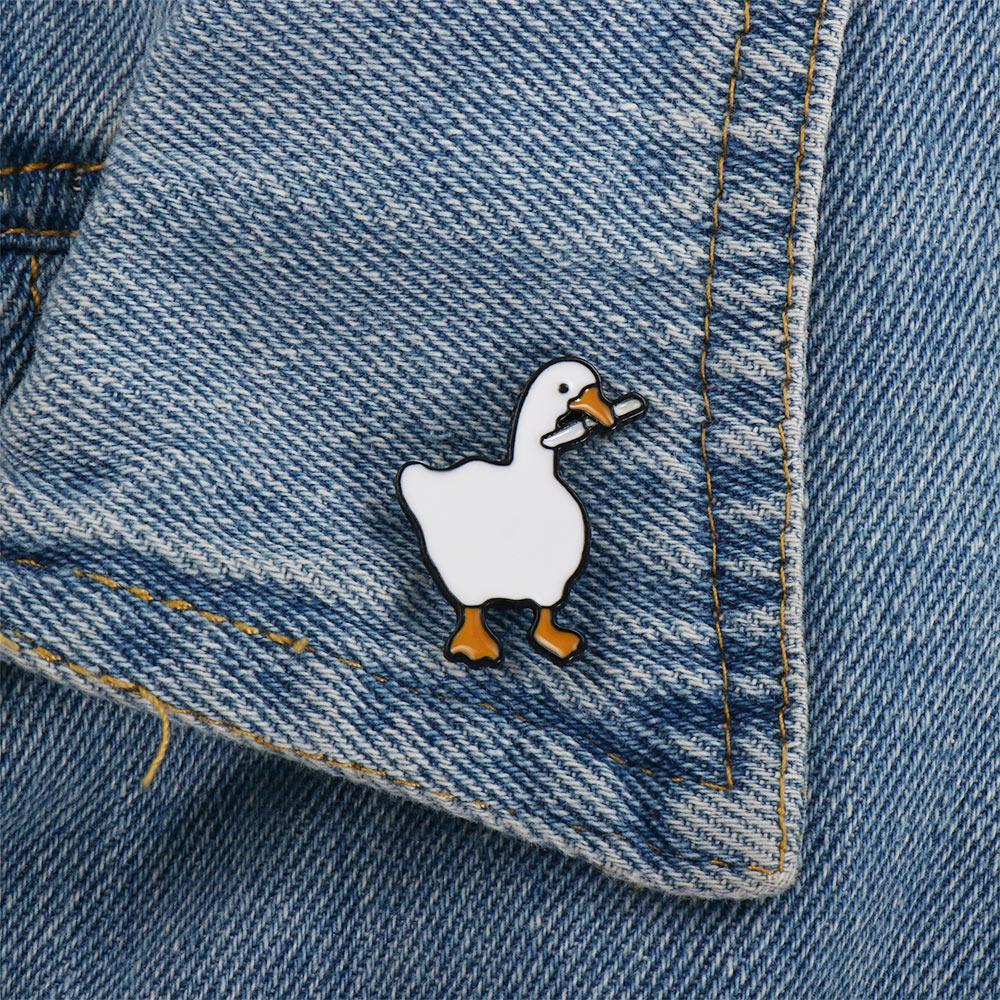 

Accessories Zinc Zinc Alloy Baking Paint Gift Cat Brooch Women Brooch Korean Style Badge White Goose Badge