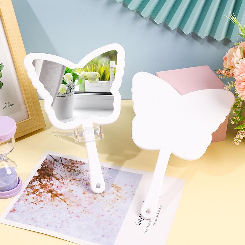 

Butterfly Handheld Portable HD Makeup Mirror for Girls With Hole Butterfly Handheld Mirror (14*20cm) білий