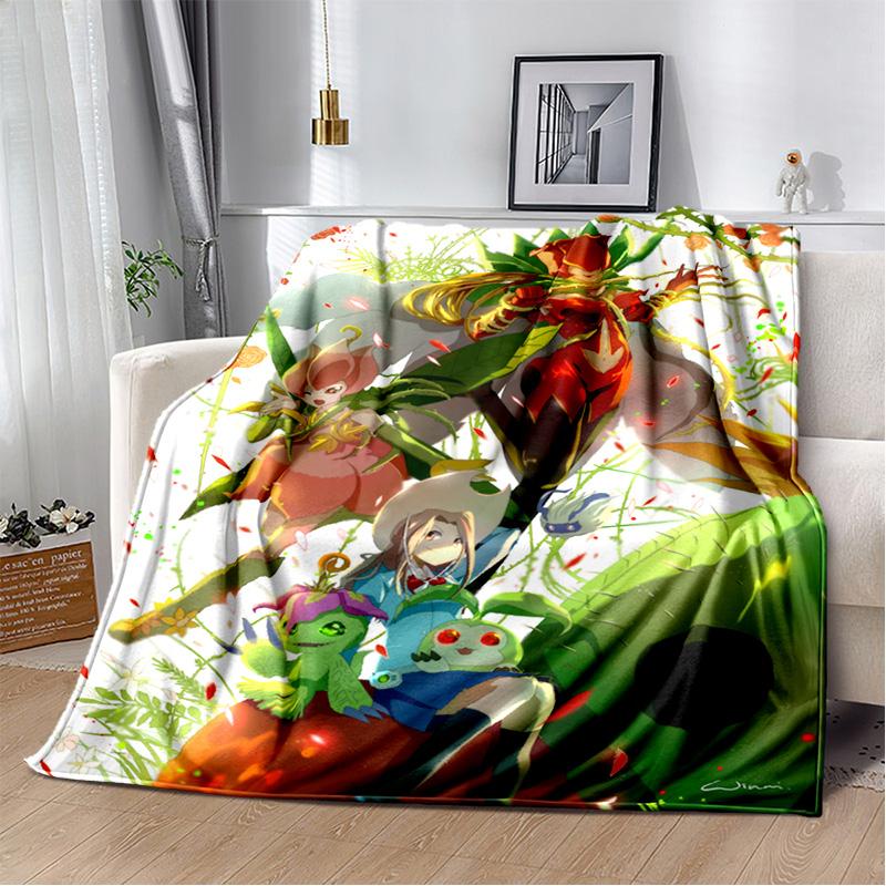 Cartoon Digimon Adventure Monster Soft Plush Blanket,Flannel Blanket Throw Blanket for Living Room Bedroom Bed Sofa Cover Child