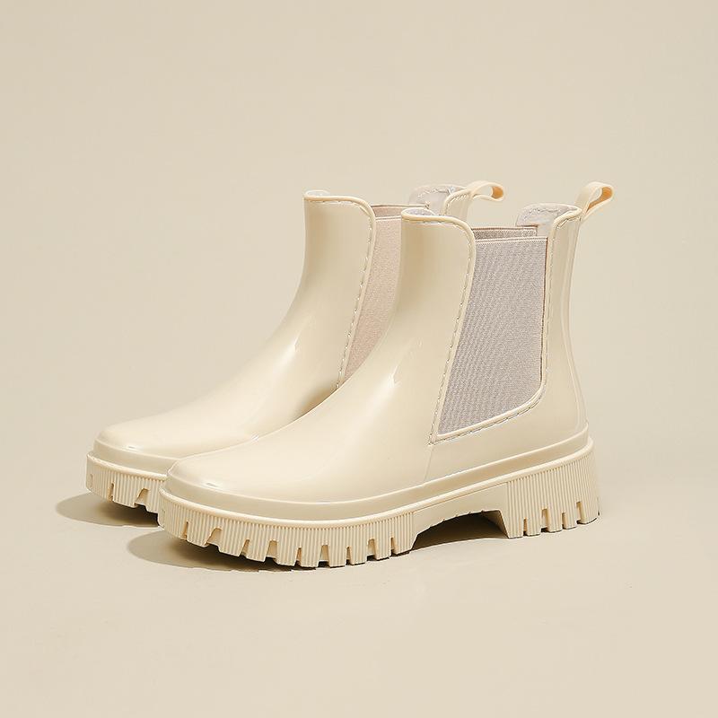 Rain Shoes Women's New Waterproof and Non-slip Water Shoes Thickened Wear-resistant Rain Boots Medium Tube Fashion Boots Rubber Shoes
