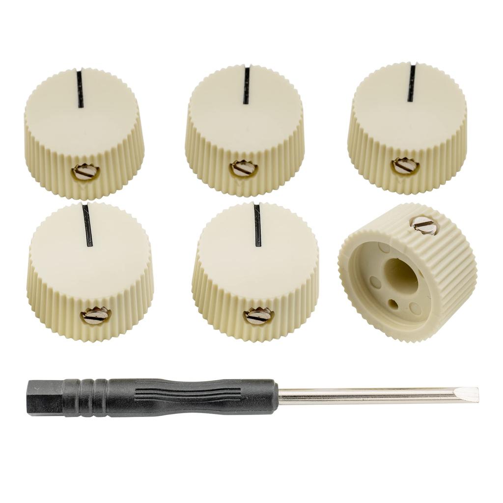 Musiclily Pro Plastic Feneder Amplifier Knobs for CTS Solid Shaft Control Cream of Pot, (Set 6)