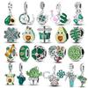 Grüne Serie Avocado Anhänger Kleeblatt Charms Perlen Passend für Original Charms Armband Damen Kupfer Schmuck