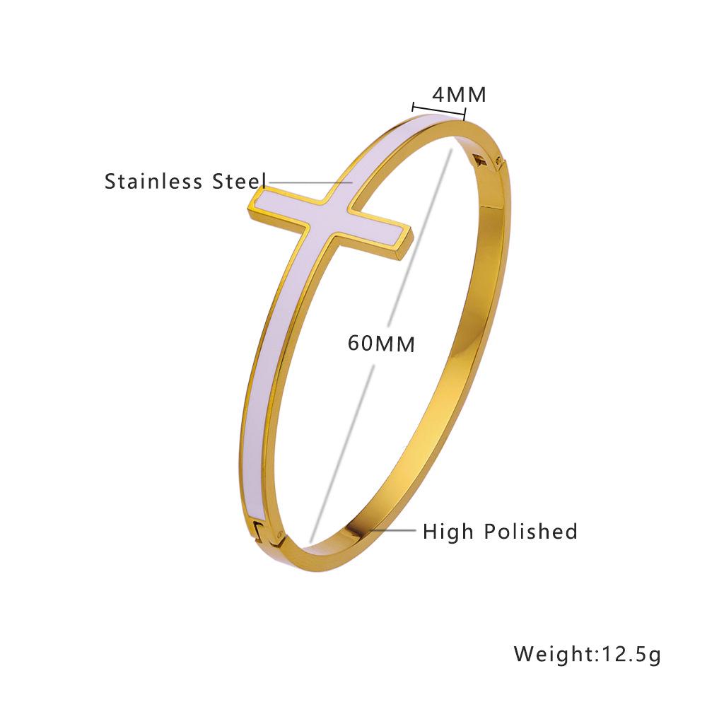 Versatile Enamel Drip Cross Stainless Steel Bracelet with Openwork Design