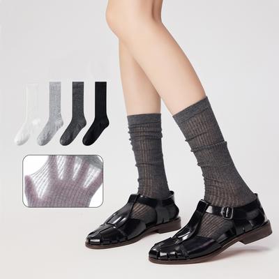 Damen Wadenstrümpfe Sommer Hohlmasche Atmungsaktiv Ballett Stil Schwarz Und Weiß Grau Dünner Stil Weich Schlankmachend Süß Mittellange Socken