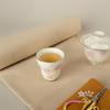 Apricot Yellow Butterfly & Floral Gaiwan Tea Cup with Silver Edge - High-grade Ceramic for Women's Tea Brewing