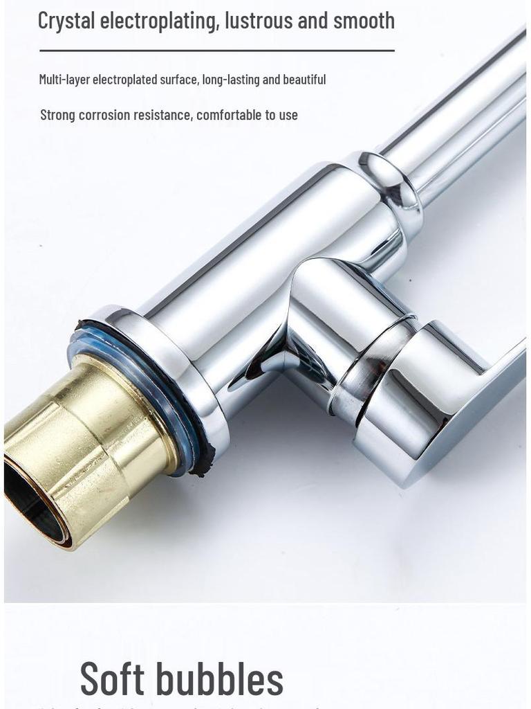 Stainless Steel Telescopic Rotatable Pull-Out Kitchen Faucet with Dual Water Outlets