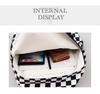 2018 Black & White Checkered Nylon Backpack – Casual Outdoor Women's Student Bookbag