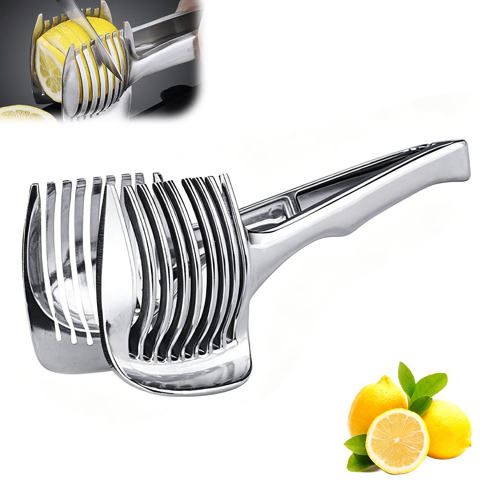 Stainless Steel Kitchen Handheld Orange Lemon Slicer Tomato Cutting Clip Fruit Slicer Creative Gadgets Kitchen Accessories
