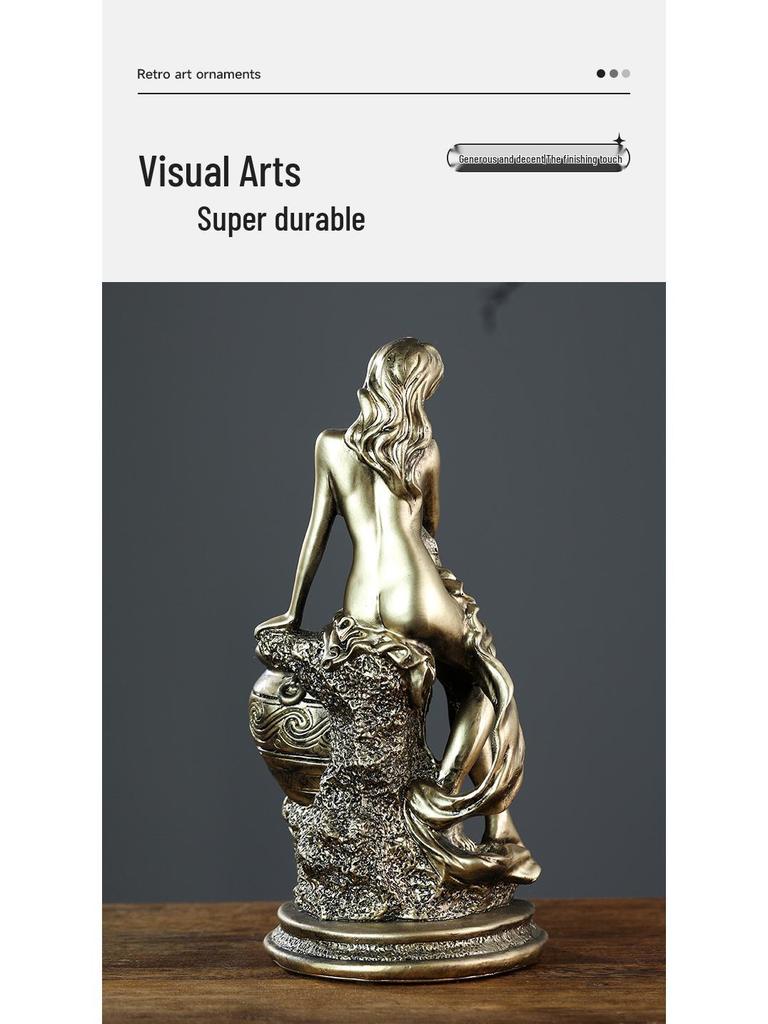 Goddess Resin Craft: European Retro Desktop Decoration, Copper Imitation Ornament