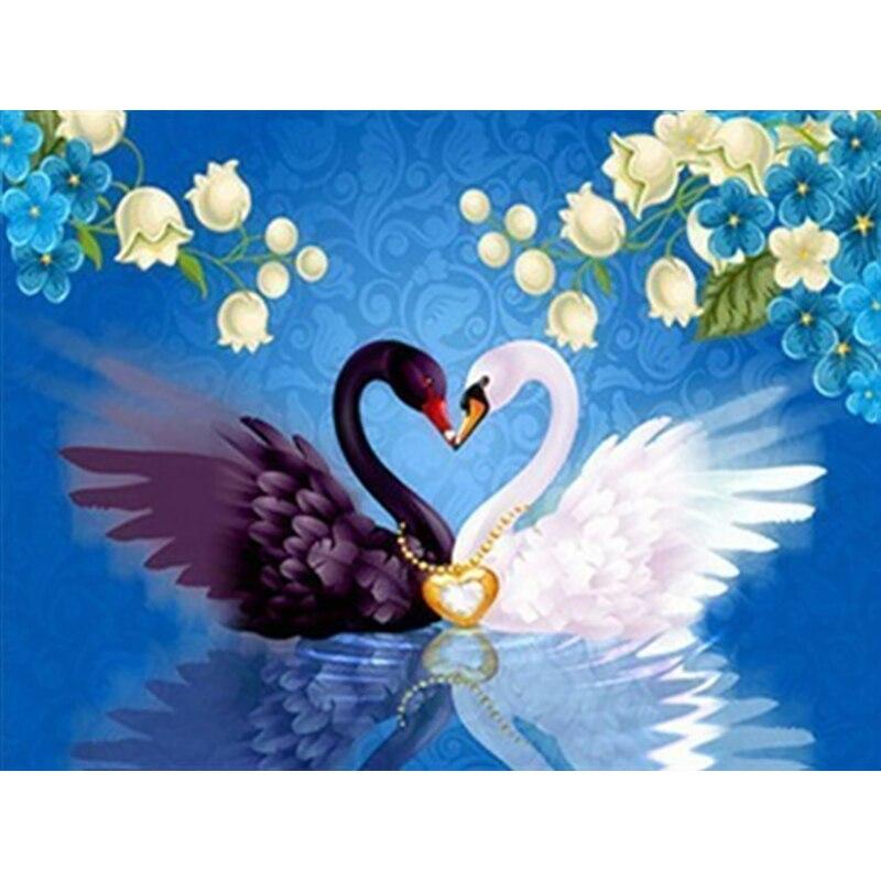 5D DIY Алмазная картина Лебединое озеро Алмазная вышивка Лебедь Пейзаж Вышивка крестиком Полный круглый дрель Домашний декор Ручной подарок Full Round 15x20CM