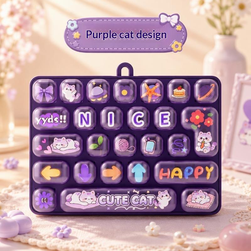 Portable Fidget 26 Grid Keycap Clicker Anti Stress Decompression Button Keychain for Kids Adults Party Favors Gift