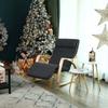 SONGMICS Birch Wood Relaxing Rocking Chair with Adjustable Footrest Max Load: 150 Kg Gray