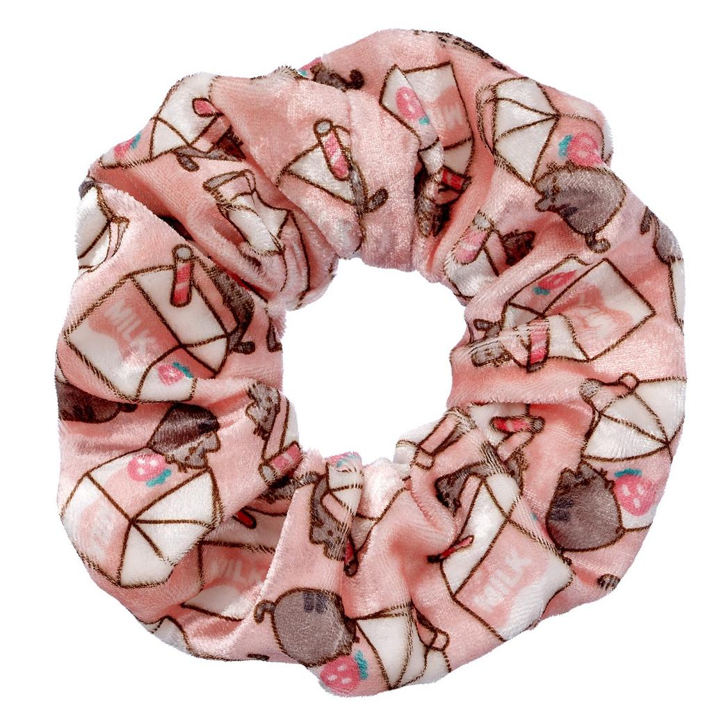 Pusheen the Cat Pink Strawberry Milk Carton Hair Scrunchie