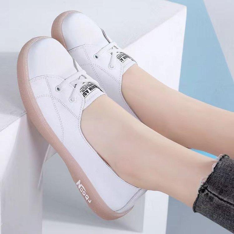Popular soft leather little white shoes women's 2025 autumn new versatile flat-soled soft-soled casual sports non-slip shallow-mouth single shoes