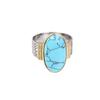 Japanese and Korean New European and American Style Large Oval Turquoise Two-color Ring Fashion Accessories