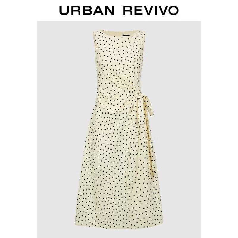 UR2026 Polka Dot Pleated Sleeveless Dress L