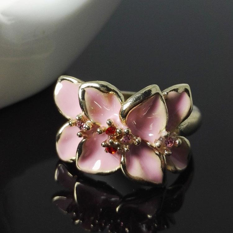 Inel Pictură în Ulei Cristal Gardenia Huailang pentru Femei - Stil Coreean, Mărimea 18