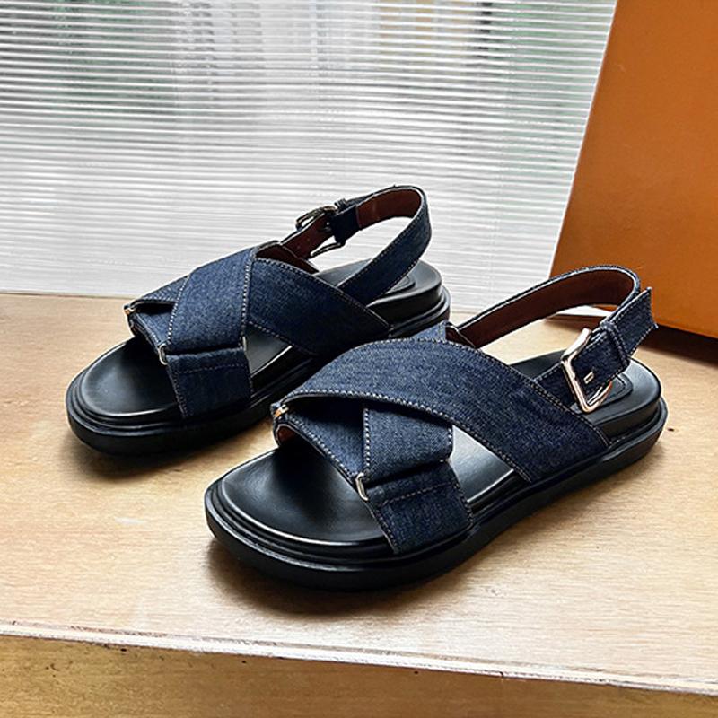 

Fashion Blue Denim Sandals Women Cross Band Ankle Strap Shoes Ladies Summer Thicken Soled Platform Sandalias Gladiator Beach Flipflops 35 синий