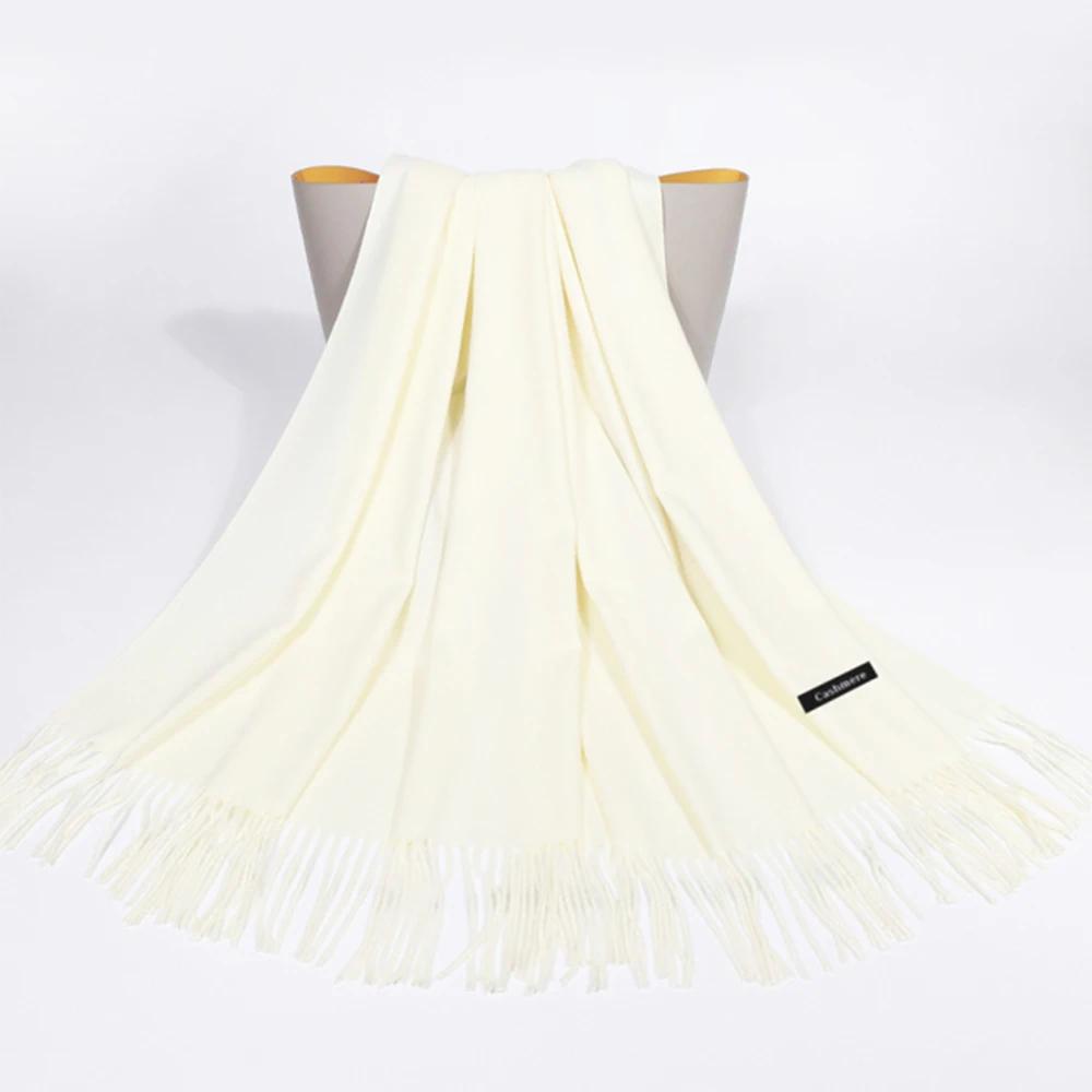Winter Cashmere Women Scarf Female Scarves Lady Tassel Bandana Women Solid Shawl Wraps Foulard Tippet Pashmina