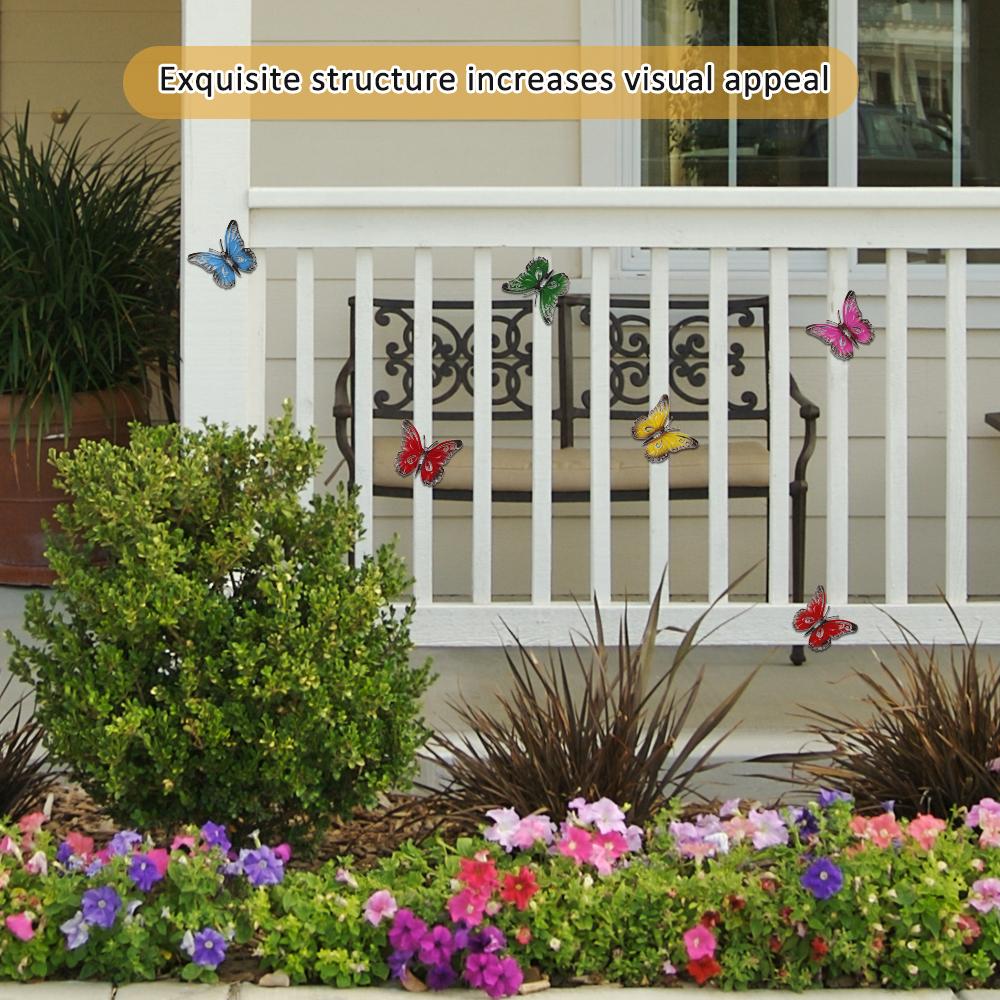 6/12 Stück Metallschmetterling Wandkunst Hängende Schmetterlingsskulptur Ornamente Garten Hof Schuppen Dekoration für Innen Außen Wände Zäune