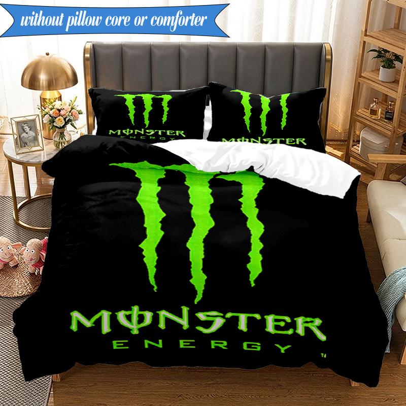 3PCS Energy Drink Printed Bedding Set For Bedroom dormitory, Includes 1 Duvet Cover & 2 Pillowcases for All Seasons Home Decor Fan gifts