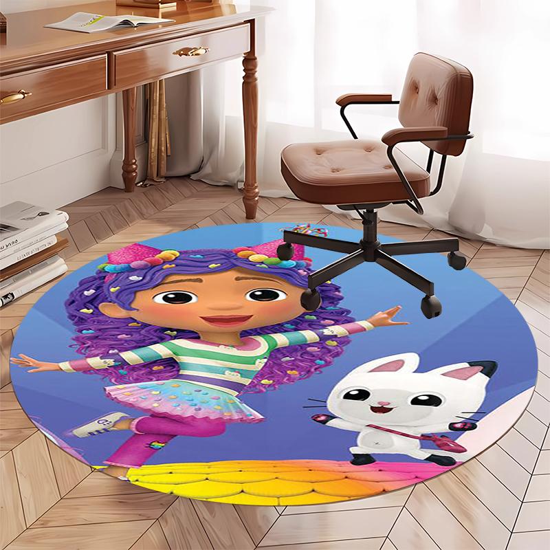 Gabby's Poppenhuis Bedrukte Ronde Vloerkleed Tapijt Stoelkleed Gebiedskleed Entree Deurmatten, voor Kantoorstoel Woonkamer Slaapkamer Keuken.