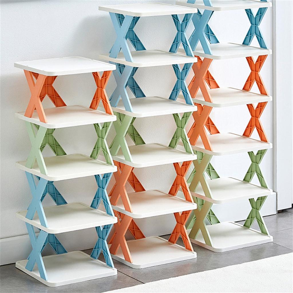 5 Tier Detachable DIY Easy Storage Shoe Rack Organizer Adjustable Stackable Shelf Unit for Home Closet Bathroom Entryway