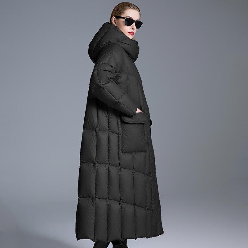 European and American white duck down winter new loose warm thickened cold-resistant down jacket women extended coat women