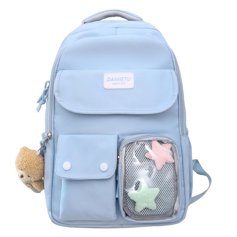 Campus Schoolbag Women's Large Capacity Backpack Student Solid Color Backpack