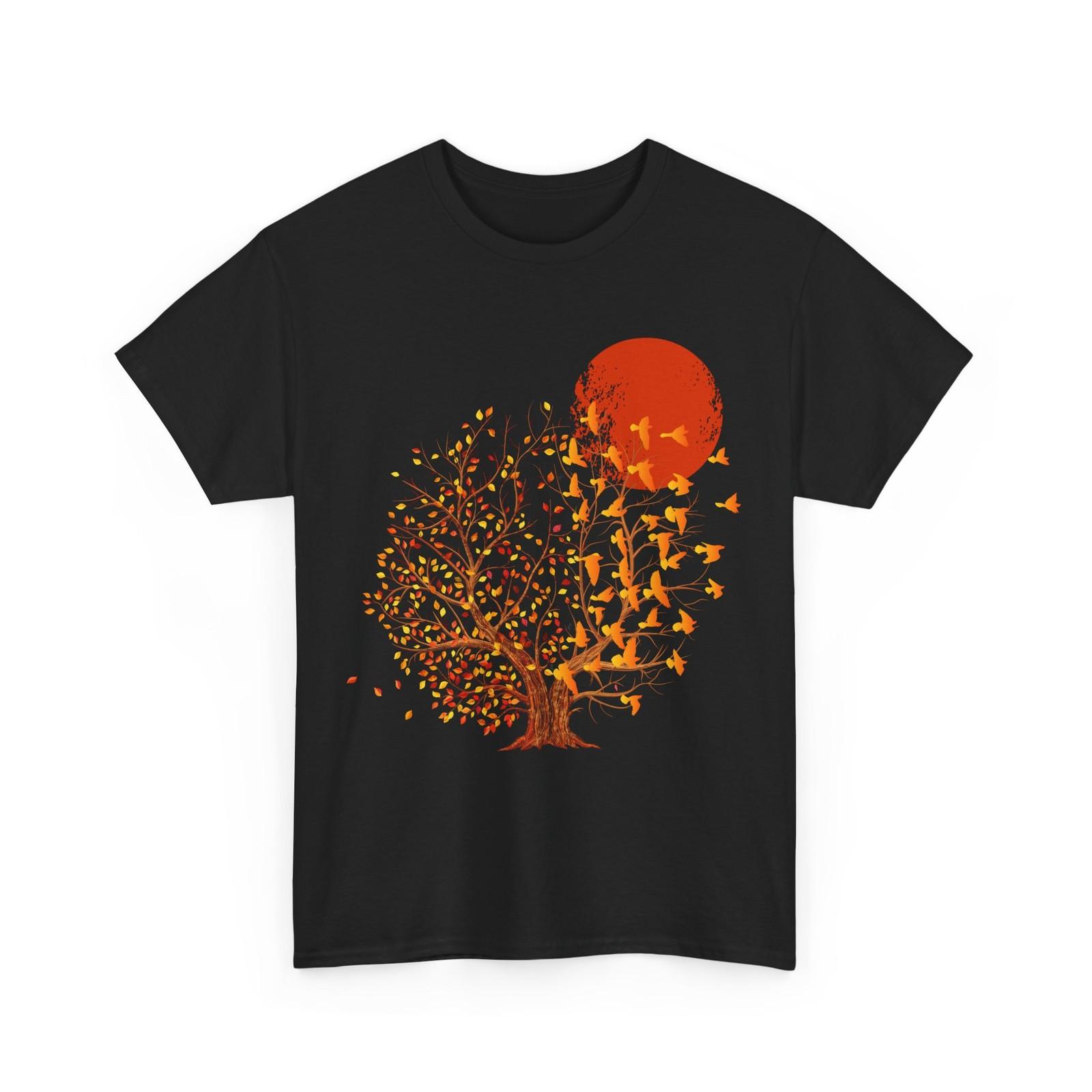 Tree Birds T-Shirt, Nature Wildlife Lovers Birding Moon Men Shirt L