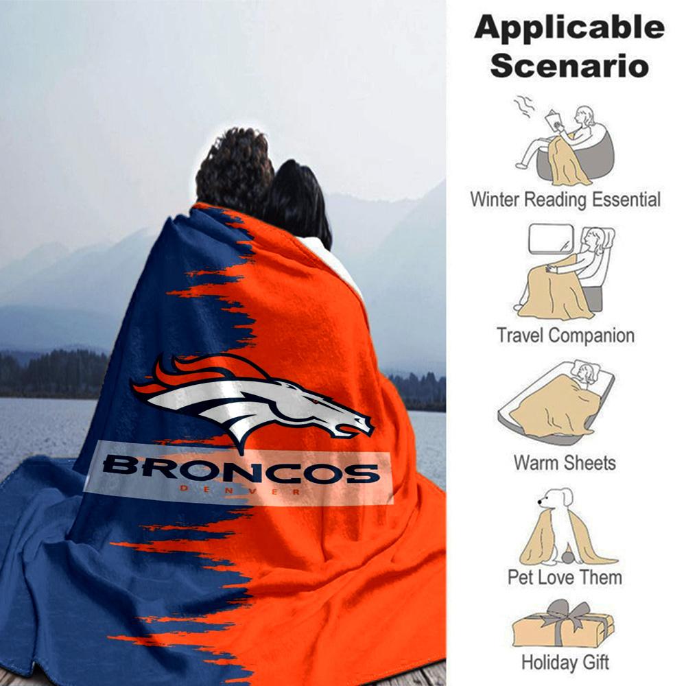Denver Broncos Logo Print Flannel Blanket High Quality Warm Comfortable Cover for All Seasons Perfect for Gifts Home Decor