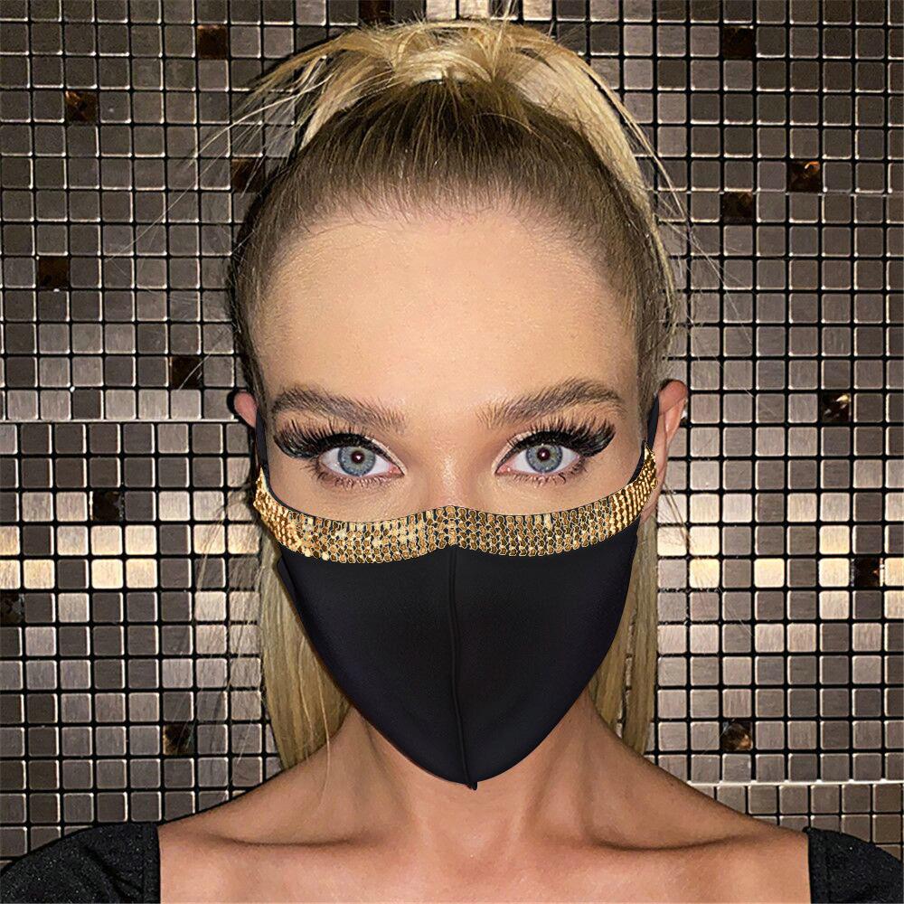 Rhinestone Mask New Dustproof Spliced Metal Mask for Women YX1320