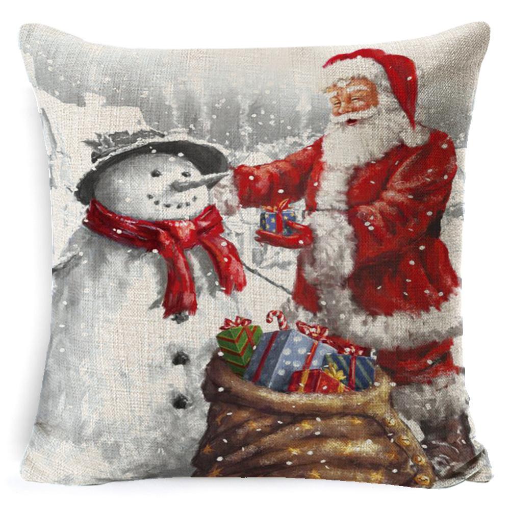 Christmas Linen Pillow Case Home Nap Lumbar Cushion Pillow Sofa Bedside Cushion Pillow Case