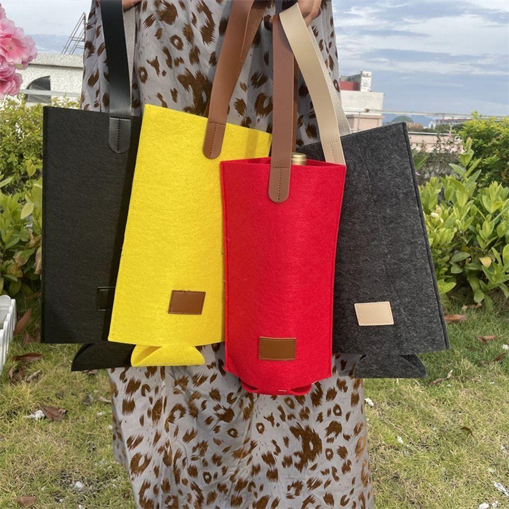 Solid Color Wine Bag Single Double Wine Carrier Bag Simple Felt Bag