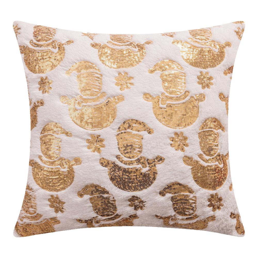New Sequin Christmas Pillow American Holiday Plush Sofa Pillow Cushion Cover Sequin Embroidered Pillow Cover Aa