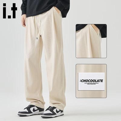 CHOCOOLATE Pantalon Décontracté Ample Droit en Velours Côtelé pour Homme