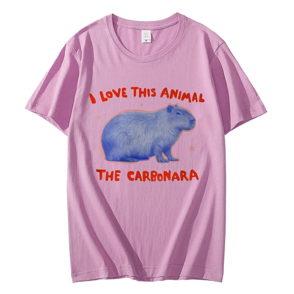 Ich liebe dieses Tier Das Carbonara Lustige Capybara Meme T-Shirt Mode Y2k Übergroße T-Shirts Unisex Sommer Lässig Baumwoll-T-Shirts