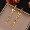 Luxury 18K Gold Plated Copper Zircon Geometric Bohemian Party Tassel Pendant Drop Earrings for Women