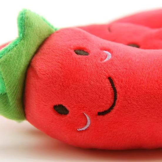 Plush Chilli Dog Toy Squeaky Dog ??Chew Toy Interactive Soft Stuffed Pepper Teething Toy for Puppy Cat Teeth Cleaning Anxiety Relief