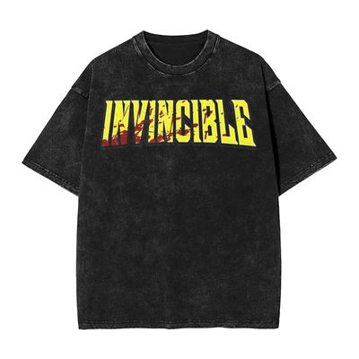 INVINCIBIL Logo Pătat de Sânge Tricouri Spălate Streetwear Tricou Inedit Tricou pentru Bărbați Femei Bumbac Streetwear
