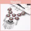 Ethnic Style Simulation Gemstone Decor Women Round Flower Necklace With Tassel For Artistic Women
