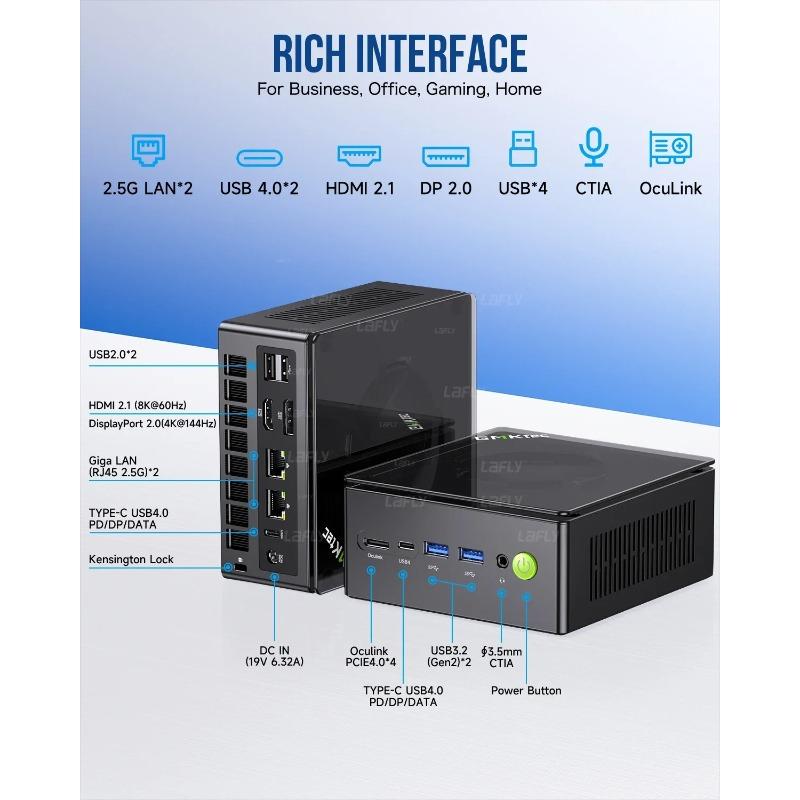 GMKtec K8Plus Mini-PC AMD R7-8845HS Window11 Pro AMD Radeon™ 780M Oculink PCIE*4 DDR5 5600MHz SSD Wifi 6 Desktop-Gaming-Computer