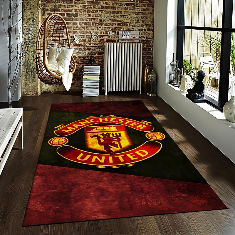 "Manchester United Logo Teppich, Roter und Schwarzer Sportfan Dekor Teppich" Geeignet für den Einsatz als Anti-Rutsch-Matte für Wohnzimmer Schlafzimmer Sofas