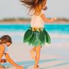 Green Leaf Skirt Elastic Green Leaf Dress Sunflower Accent Adjustable Waist Luau Party Costume Hawaiian Dress for Girl
