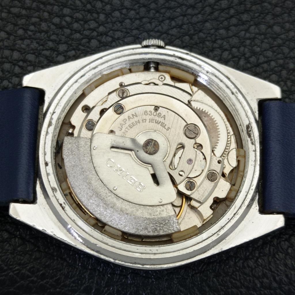 VINTAGE SEIKO AUTOMATIC 6309A JAPAN MENS BLUE COLOR DIAL WATCH A701502-5 R206b-a701502
