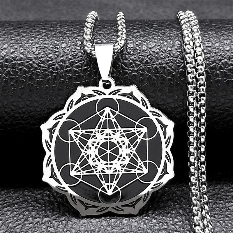 

Pendant Retro Disc Hexagram Men s Fashion Titanium Steel Hip Hop Jewelry Necklace 50CM срібний
