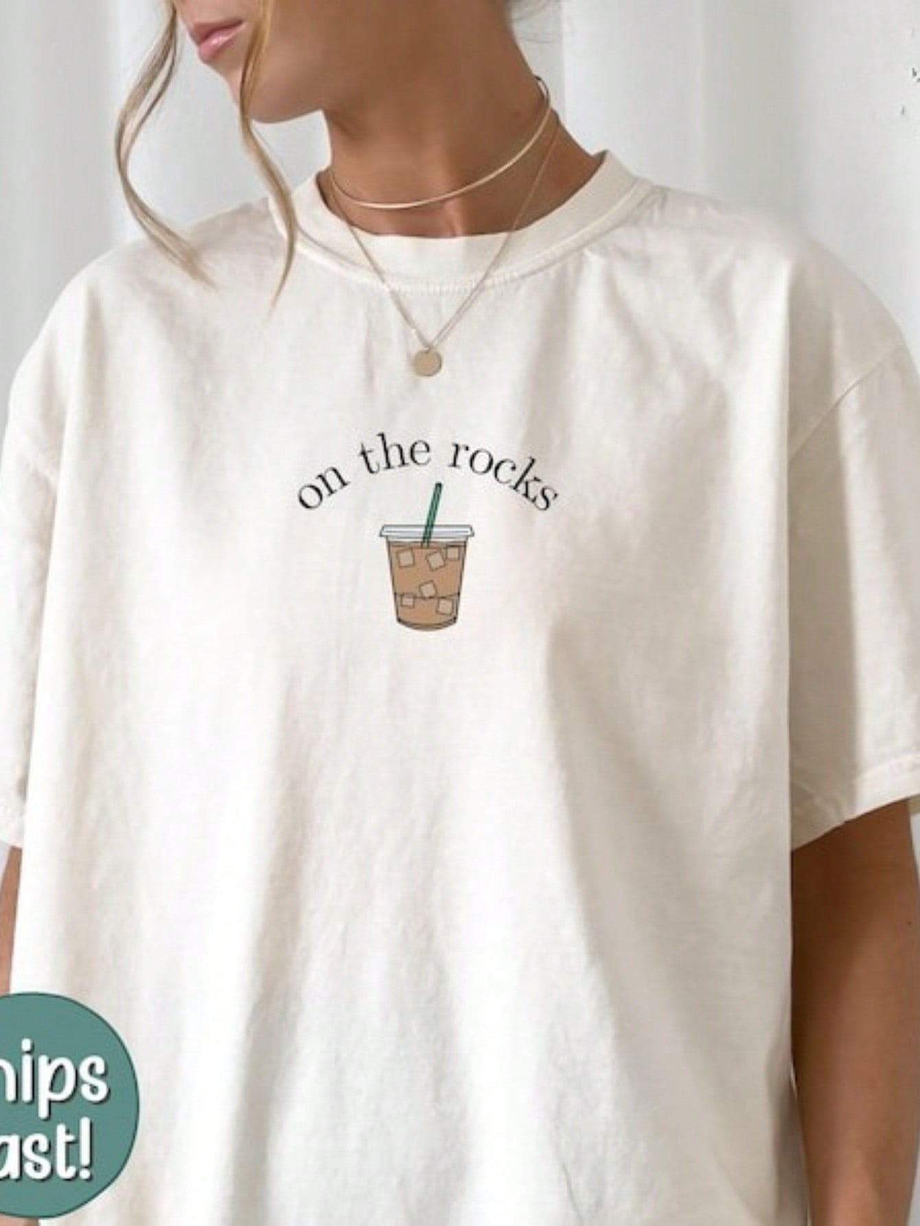 

Iced Coffee Graphic Tee Funny Cotton Oversized Short Sleeve Classin T Shirt Printed Graphic Tee Womens Casual Short Sleeved Top S