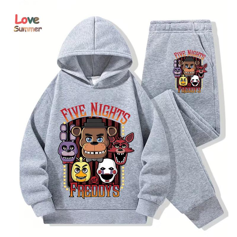 2026 Five Nights Hoodies+Hosen 2er-Set 3-14 Jahre Jungen Mädchen Trainingsanzug Kleidung Hoodie Jungen FNAF Sportlicher Anzug Ideal für den täglichen Gebrauch im Freien